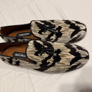 Tom Ford Black and Cream Patterned Men's Loafers